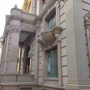 阜新 黄金麻花岗岩光面别墅外墙干挂施工完成