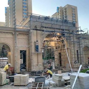 阜新 黄金麻荔枝面花岗岩小区门楼外墙干挂