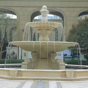 阜新 黄金麻花岗岩异型加工——户外庭院石雕流水喷泉