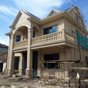 阜新 黄金麻花岗岩石材私人别墅雕花门楼柱阳台栏杆