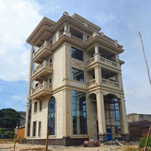 阜新 黄金麻花岗岩石材别墅外墙干挂搭配（雕花栏杆花瓶柱门楼罗马柱）