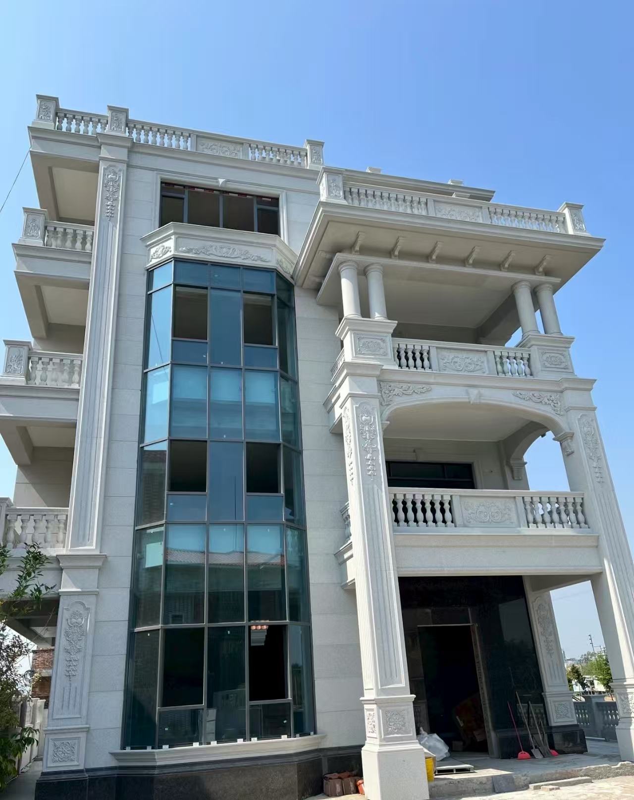 阜新 白麻花岗岩别墅外墙干挂效果展示